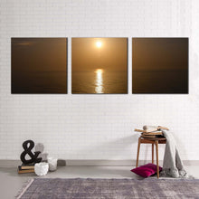 Load image into Gallery viewer, beautiful  ocean  canvas  wall  art  shiretoko  hokkaido  sea  yellow  sunset  canvas  print  japan  brown  ocean  3  piece  canvas  set
