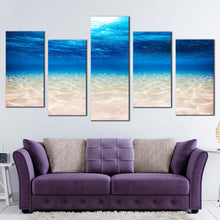 Load image into Gallery viewer, beautiful ocean canvas wall art white blue ocean deep 5 piece canvas print underwater ocean multi canvas artwork For Your Living room
