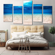 Load image into Gallery viewer, beautiful ocean canvas wall art white blue ocean deep 5 piece canvas print underwater ocean multi canvas artwork For Bedroom
