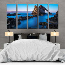 Load image into Gallery viewer, beautiful seascape canvas wall art blue sky ocean rocks 5 piece canvas print brown bow fiddle multi canvas artwork For Bedroom
