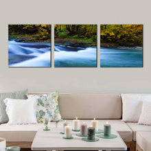 Load image into Gallery viewer, beautiful  waterfall  canvas  print  majestic  green  forest  waterfall  3  piece  canvas  print  blue  central  balkan  river  multi  canvas For Living Room
