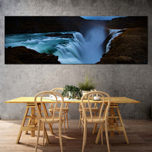 Load image into Gallery viewer, beautiful  waterfall  canvas  wall  art  blue  gullfoss  waterfall  iceland  canvas  artwork  green  hvita  river  panoramic  canvas  print For Dinning Room
