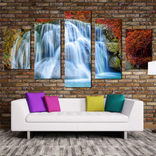 Load image into Gallery viewer, amazing waterfall canvas wall art jinguash golden waterfall rocks canvas print beautiful taiwan white waterfall 5 piece multi canvas artwork For Living Room
