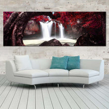 Load image into Gallery viewer, beautiful  waterfall  canvas  wall  art  white  haew  suwat  waterfall  wide  canvas  thailand  red  trees  waterfall  scenery  1  piece  canvas  print In Living Room
