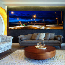 Load image into Gallery viewer, beautiful  busy  traffic  Moving  car  light  trail  through  twilight  city  roads  large  size  canvas  artwork For Living Room
