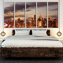 Load image into Gallery viewer, beautiful grey sunset of toronto cityspace 5 piece canvas print For Bedroom
