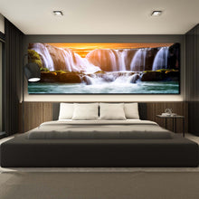 Load image into Gallery viewer, beautiful  waterfall  and  sunrise  view  large  canvas  print For Bedroom
