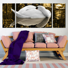 Load image into Gallery viewer, beautiful white swan sleeping triptych wall art In Living Room
