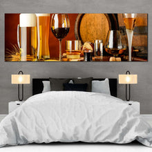 Load image into Gallery viewer, beer  barrels  canvas  print  wine  spirits  beer  1  piece  canvas  wall  art  brown  orange  cocktail  glasses  canvas  artwork For Bedroom
