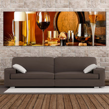 Load image into Gallery viewer, beer  barrels  canvas  print  wine  spirits  beer  1  piece  canvas  wall  art  brown  orange  cocktail  glasses  canvas  artwork In Living Room
