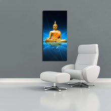 Load image into Gallery viewer, big  buddha  canvas  print  yellow  lord  buddha  1  piece  vertical  canvas  wall  art  blue  water  buddha  statue  canvas  artwork For Living Room
