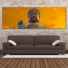 Load image into Gallery viewer, big  buddha  canvas  wall  art  close  up  tian  tan  buddha  canvas  artwork  yellow  sky  hong  kong  buddha  1  piece  canvas  print In Living Room
