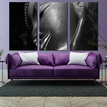 Load image into Gallery viewer, big buddha canvas wall art grey buddha statue canvas print black and white buddha 3 piece canvas set In Living Room
