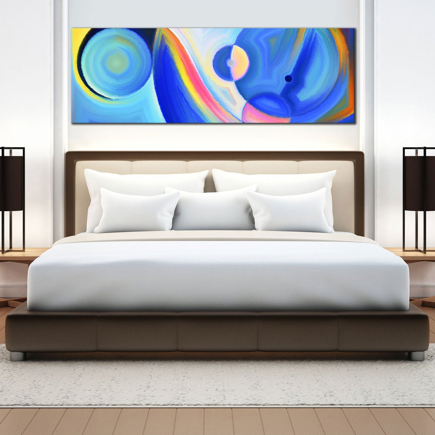 blue  1  Piece  Abstract  Circle  Shapes  Canvas  wall  art For Bedroom