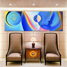 Load image into Gallery viewer, blue  abstract  art  circle  composition  forms  1  piece  wall  art In Living Room
