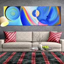 Load image into Gallery viewer, blue  abstract  art  composition  forms  panoramic  canvas  prints For Living Room
