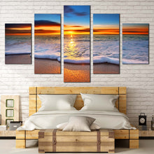 Load image into Gallery viewer, blue  ocean  wave  sunrise  seascape  5  Piece  home  wall  art  decor For Bedroom
