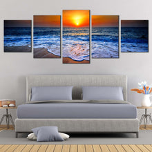 Load image into Gallery viewer, blue sea at sunset 5 Piece photography prints In Bedroom
