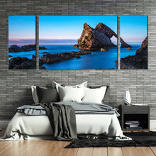 Load image into Gallery viewer, bow  fiddle  canvas  print  blue  sky  ocean  coast  3  piece  canvas  wall  art  brown  ocean  rocks  triptych  multiple  canvas For Bedroom
