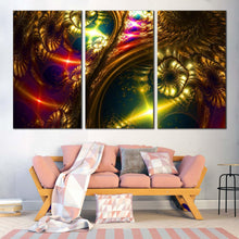 Load image into Gallery viewer, bright abstract canvas wall art abstract fantasy 3 piece multiple canvas abstract energy canvas print colorful abstract digital art For Living Room
