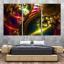 Load image into Gallery viewer, bright abstract canvas wall art abstract fantasy 3 piece multiple canvas abstract energy canvas print colorful abstract digital art In Bedroom
