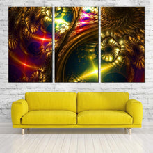 Load image into Gallery viewer, bright abstract canvas wall art abstract fantasy 3 piece multiple canvas abstract energy canvas print colorful abstract digital art In Living Room
