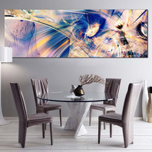 Load image into Gallery viewer, bright  abstract  canvas  wall  art  abstract  pour  paint  wide  canvas  blue  white  abstract  digital  painting  panoramic  canvas  print For Dinning Room
