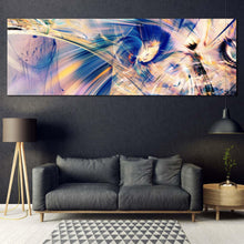 Load image into Gallery viewer, bright  abstract  canvas  wall  art  abstract  pour  paint  wide  canvas  blue  white  abstract  digital  painting  panoramic  canvas  print In Living Room
