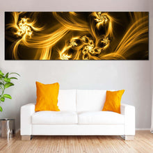 Load image into Gallery viewer, bright  abstract  canvas  wall  art  yellow  abstract  digital  fractal  panoramic  canvas  brown  abstract  energy  canvas  print For Living Room
