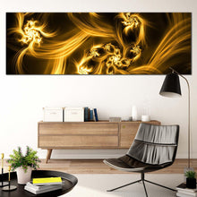 Load image into Gallery viewer, bright  abstract  canvas  wall  art  yellow  abstract  digital  fractal  panoramic  canvas  brown  abstract  energy  canvas  print In Living Room
