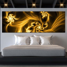 Load image into Gallery viewer, bright  abstract  canvas  wall  art  yellow  abstract  digital  fractal  panoramic  canvas  brown  abstract  energy  canvas  print For Bedroom
