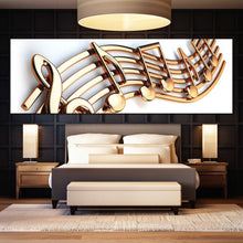 Load image into Gallery viewer, bright 3d music notes gold musical string oversize wall art print For Bedroom
