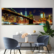 Load image into Gallery viewer, brooklyn  bridge  canvas  wall  art  colorful  manhattan  night  view  1  piece  canvas  print  new  york  city  lights  canvas  artwork For Living Room
