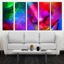 Load image into Gallery viewer, buddha face canvas print colorful buddha face 5 piece canvas wall art buddha meditation multi canvas artwork In Living Room
