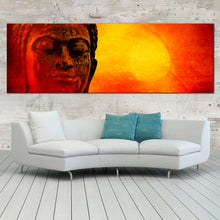 Load image into Gallery viewer, buddha  face  canvas  print  red  buddha  close  up  1  piece  canvas  wall  art  yellow  sky  buddha  canvas  artwork For Living Room
