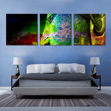 Load image into Gallery viewer, buddha  face  canvas  wall  art  colorful  buddha  multi  canvas  artwork  head  of  lord  buddha  3  piece  canvas  print In Bedroom
