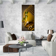 Load image into Gallery viewer, buddha  meditation  canvas  print  gold  buddha  mind  soul  canvas  artwork  yellow  peaceful  buddha  vertical  canvas  wall  art For Your Living Room
