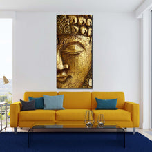 Load image into Gallery viewer, buddha  meditation  canvas  wall  art  gold  buddha  mind  and  soul  canvas  artwork  yellow  peaceful  buddha  vertical  canvas  print For Living Room
