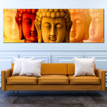 Load image into Gallery viewer, buddha  shadows  canvas  wall  art  red  yellow  buddha  faces  1  piece  canvas  print  mind  soul  buddha  canvas  artwork For Living Room
