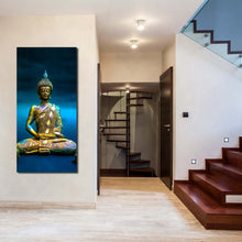 Load image into Gallery viewer, buddha  statue  canvas  print  buddha  meditation  1  piece  vertical  canvas  wall  art  golden  buddha  statue  wide  canvas
