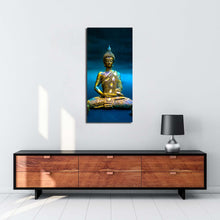 Load image into Gallery viewer, buddha  statue  canvas  print  buddha  meditation  1  piece  vertical  canvas  wall  art  golden  buddha  statue  wide  canvas In Living Room
