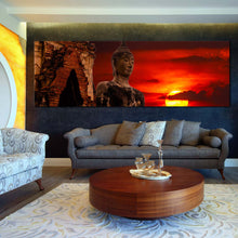 Load image into Gallery viewer, buddha  statue  canvas  wall  art  cloudy  red  sky  sunset  buddha  1  piece  canvas  artwork  big  oldest  brown  buddha  statue  canvas  print For Your Living Room
