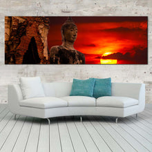 Load image into Gallery viewer, buddha  statue  canvas  wall  art  cloudy  red  sky  sunset  buddha  1  piece  canvas  artwork  big  oldest  brown  buddha  statue  canvas  print For Living Room
