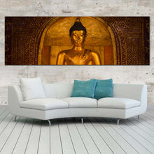 Load image into Gallery viewer, buddha  statue  canvas  wall  art  gold  buddha  1  piece  canvas  print  phra  buddha  sihing  canvas  artwork  brown  wat  phra  singh  temple  wide  canvas For Living Room
