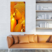 Load image into Gallery viewer, buddha  statue  canvas  wall  art  peaceful  buddha  vertical  canvas  gold  buddha  1  piece  canvas  print In Living Room
