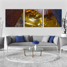 Load image into Gallery viewer, buddha  temple  canvas  wall  art  thailand  wat  phra  chetuphon  temple  3  piece  canvas  print  grand  golden  reclining  buddha  statue  multiple  canvas For Living Room
