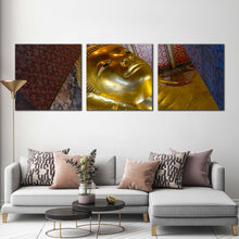 Load image into Gallery viewer, buddha  temple  canvas  wall  art  thailand  wat  phra  chetuphon  temple  3  piece  canvas  print  grand  golden  reclining  buddha  statue  multiple  canvas For Your Living Room
