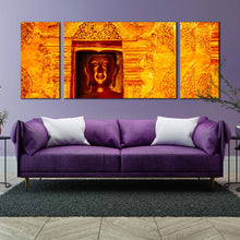 Load image into Gallery viewer, buddhist  temple  canvas  wall  art  gold  buddha  statue  3  piece  canvas  print  buddha  yellow  canvas  set For Living Room
