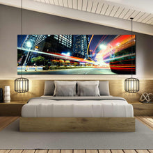 Load image into Gallery viewer, busy  city  traffic  lights  tail  at  night  paronamic  home  decor For Bedroom
