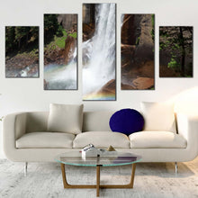 Load image into Gallery viewer, california mountain canvas wall art white vernal falls 5 piece canvas print yosemite national park canvas set grey sierra nevada mountains multiple canvas For Living room
